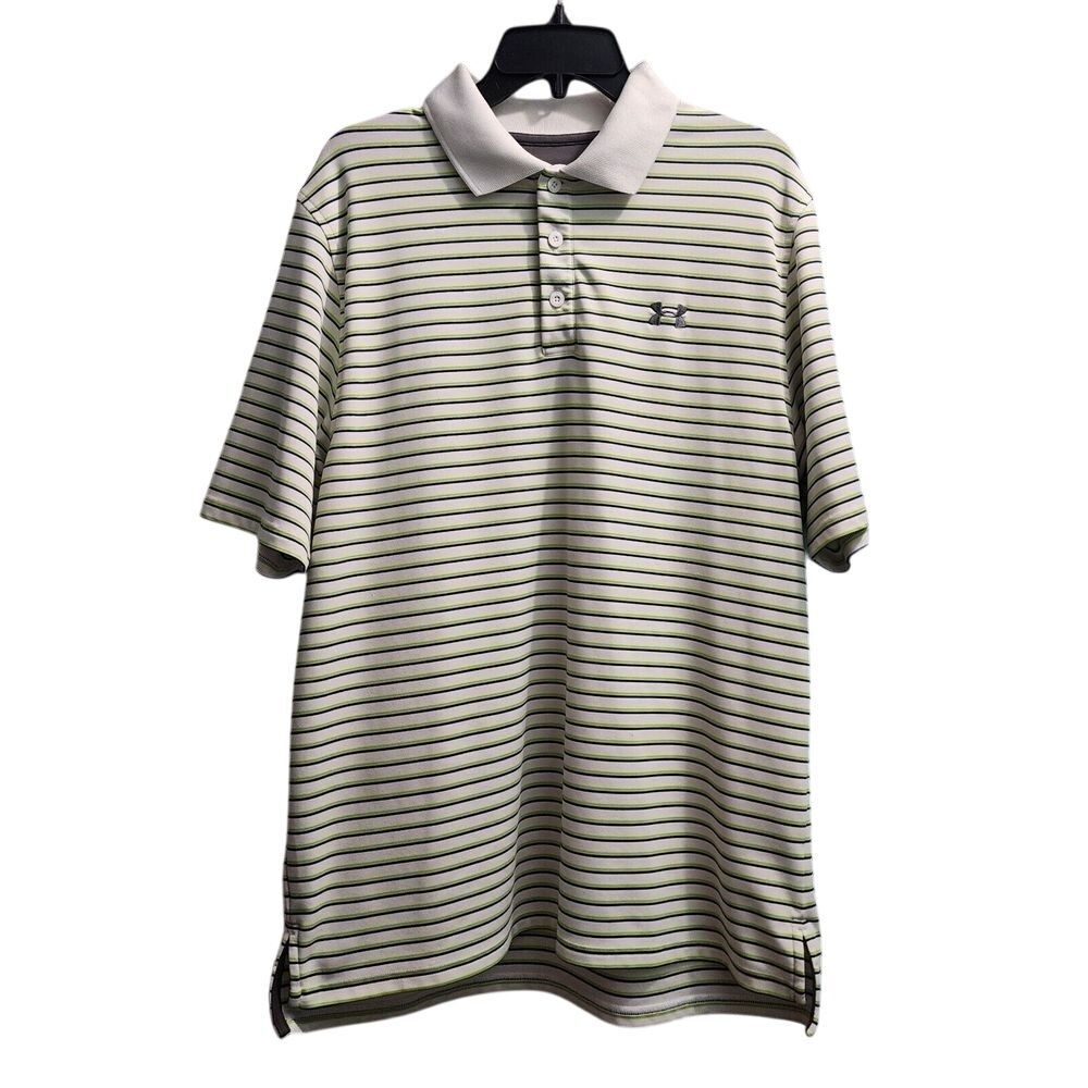 Under Armour Classic Striped Golf Polo Shirt Performance‎ Athletic Casual  Large